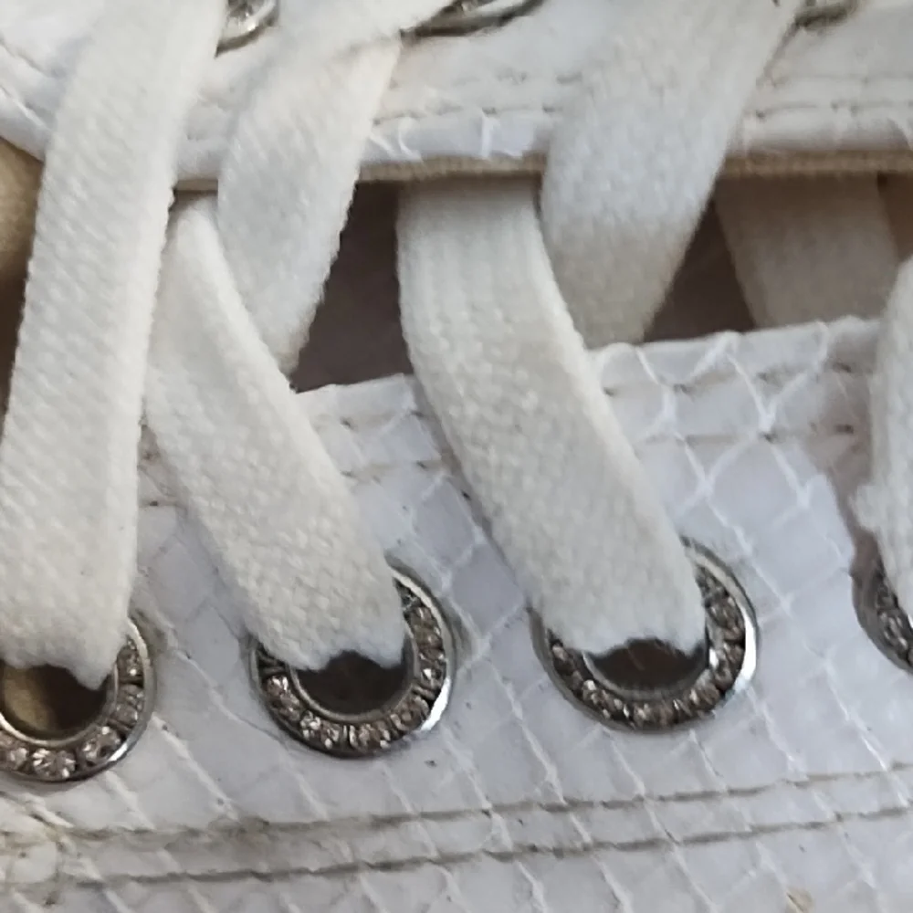 2 Pair Sneakers - Pink and White Rhinestone Sho- String Eyelets 8